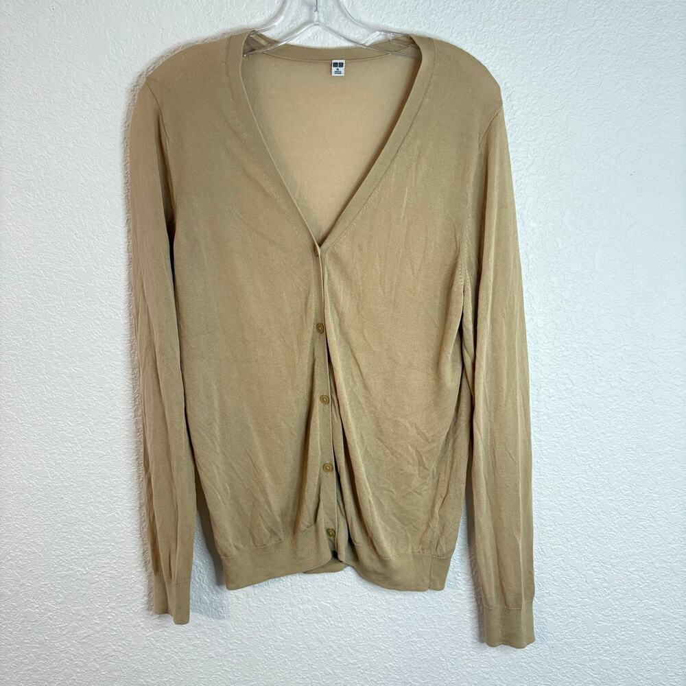 Uniqlo Mesh Cardigan Womens Size XL Tan EUC